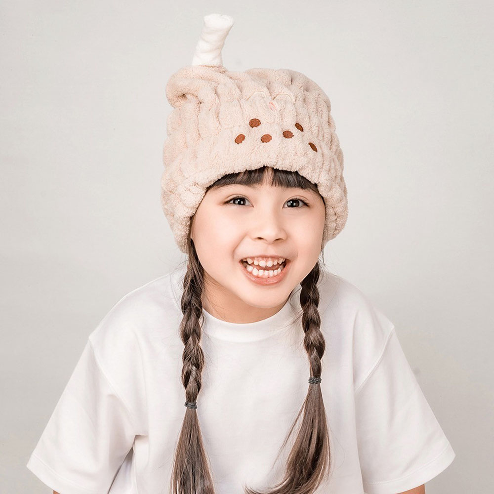 SANSO LIFE 美食系列超細纖維浴帽 珍珠奶茶